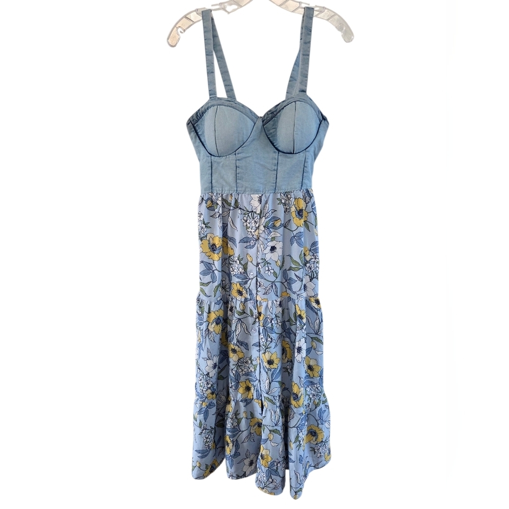 BOG(Band Of Gypsies) Collective Floral Midi Dress with Corset Style Top Medium